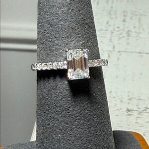 Radiant 1 cwt. Moissanite Silver Women's Ring with Emerald-Cut Stone
